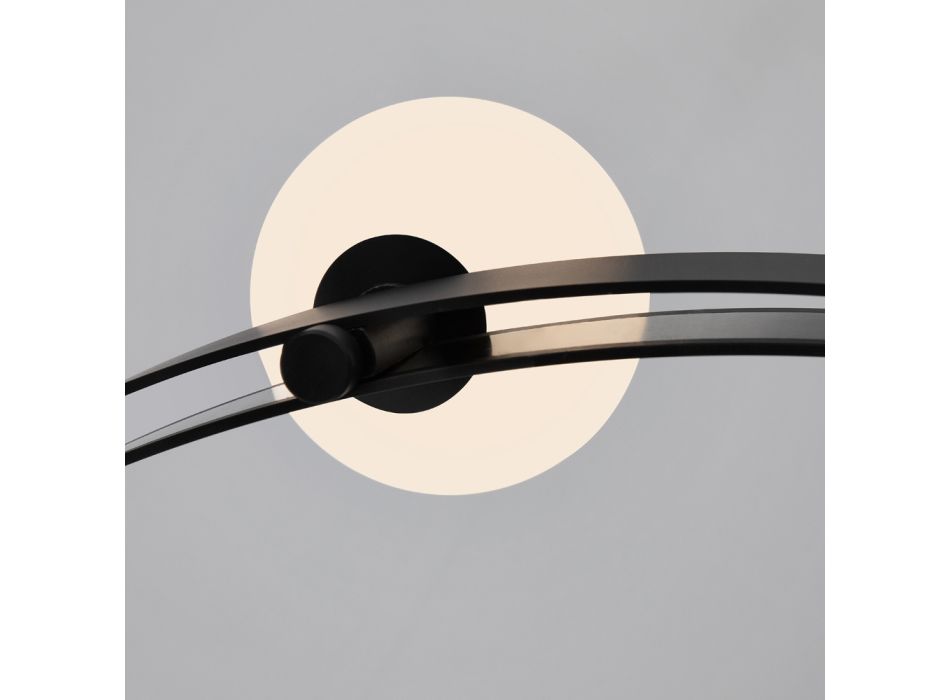 Kulatý designový závěs z černého hliníku s koulemi a reflektory - Exodus Viadurini