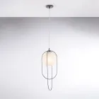 Chromované železné závěsné svítidlo s koulí vyrobené v Itálii pro interiérové dekorace - Oslo Viadurini