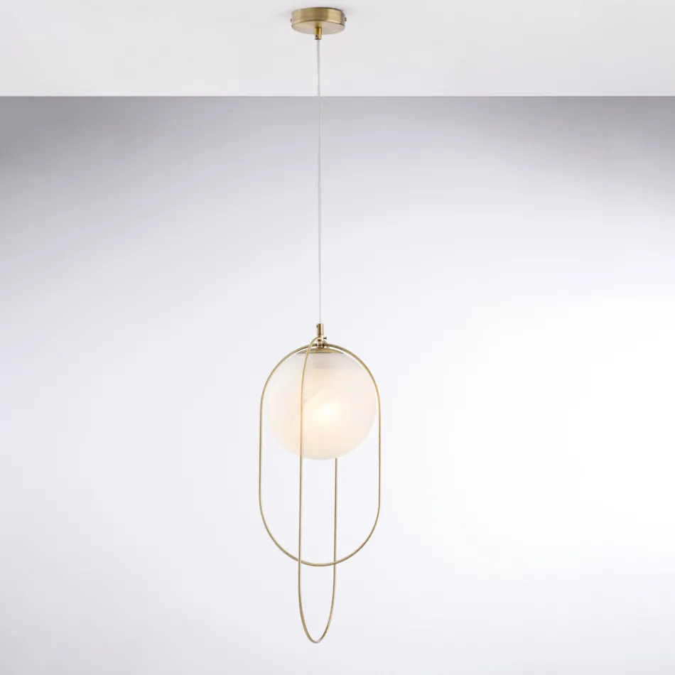 Chromované železné závěsné svítidlo s koulí vyrobené v Itálii pro interiérové dekorace - Oslo Viadurini