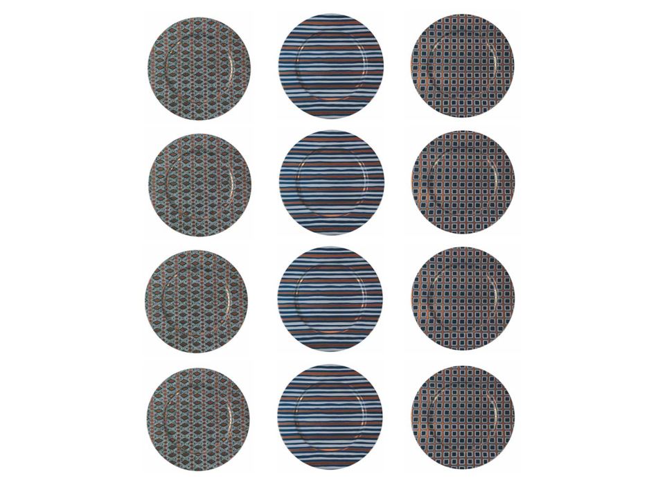 Barevné kovové desky s geometrickým zdobením 12 kusů - Mappinz Viadurini