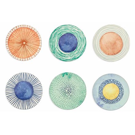 Kulaté a barevné plastové talíře Marine Style 12 kusů - pozadí Viadurini