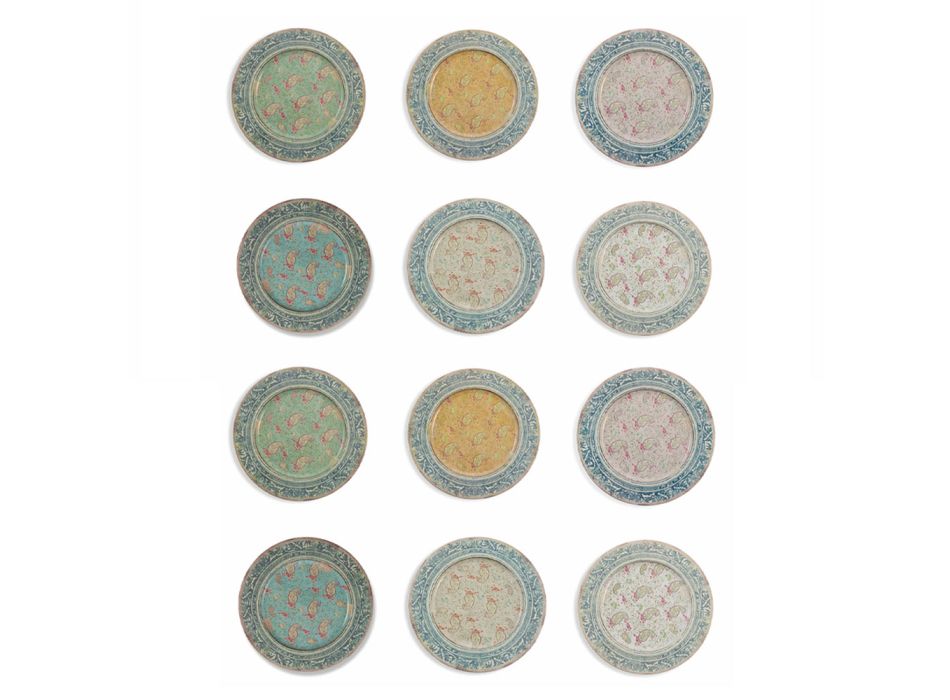 Kulaté plastové prostírání s barevnými exotickými dekoracemi 12 kusů - Casimirro Viadurini