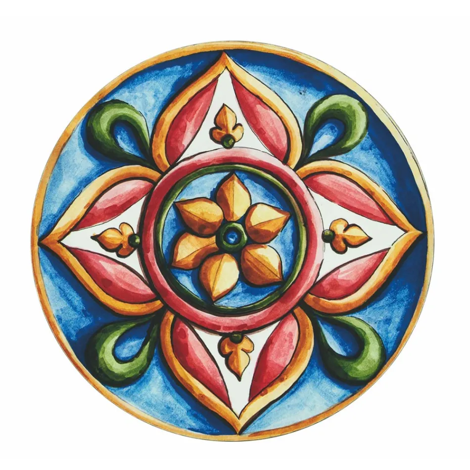 Kulaté talíře z barevného plastu s majolikou 12 kusů - Maia Viadurini