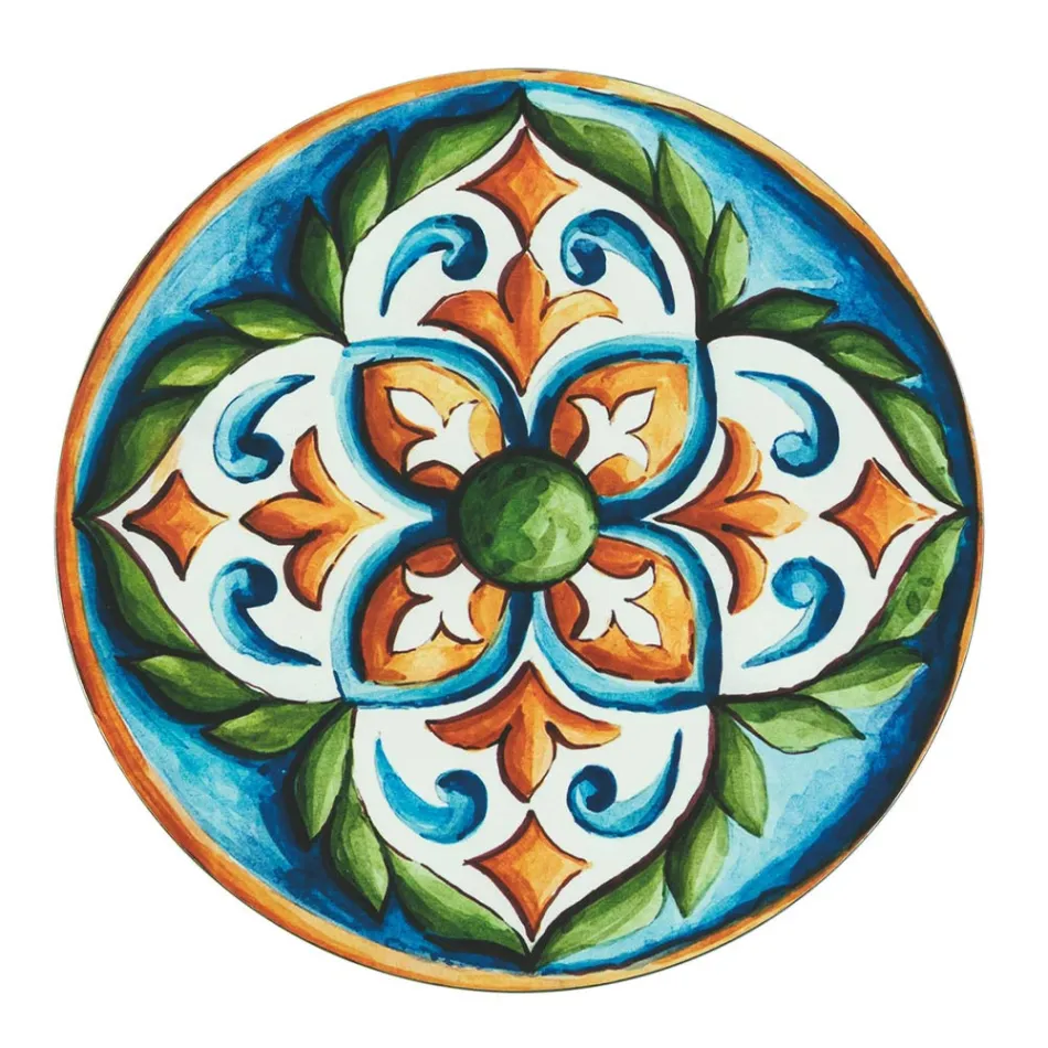 Kulaté talíře z barevného plastu s majolikou 12 kusů - Maia Viadurini