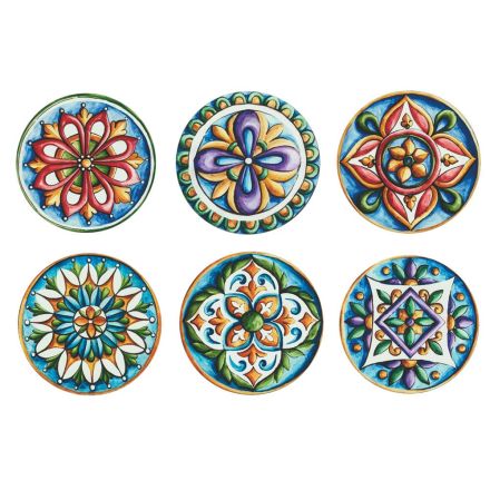 Kulaté talíře z barevného plastu s majolikou 12 kusů - Maia Viadurini