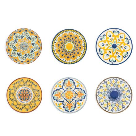 Kulaté talíře z barevných plastových sicilských dekorací 12 kusů - Trapani Viadurini