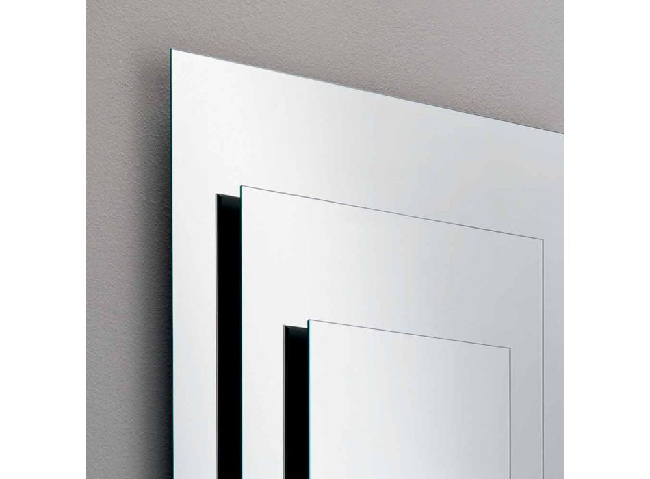 Třívrstvé nástěnné zrcadlo a černý design, italský design - Plaudio Viadurini