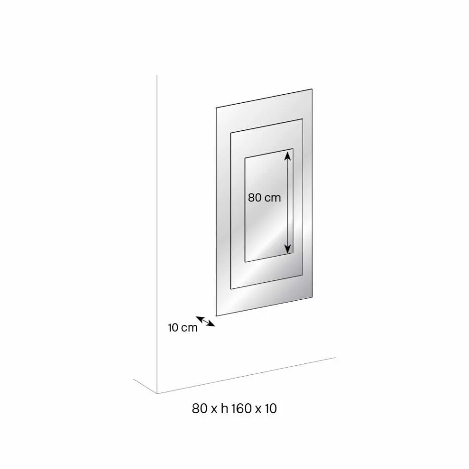 Třívrstvé nástěnné zrcadlo a černý design, italský design - Plaudio Viadurini