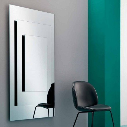 Třívrstvé nástěnné zrcadlo a černý design, italský design - Plaudio Viadurini
