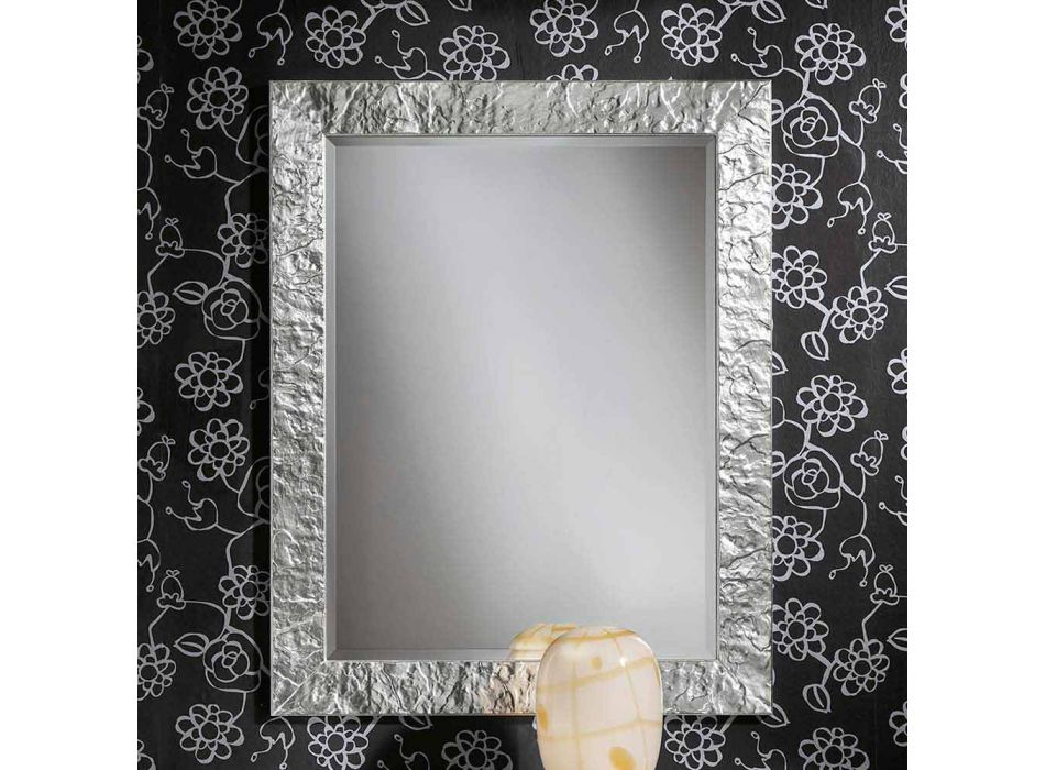 Ručně dělané Antonio Antonio jedle dřevo stříbrné nástěnné zrcadlo Viadurini