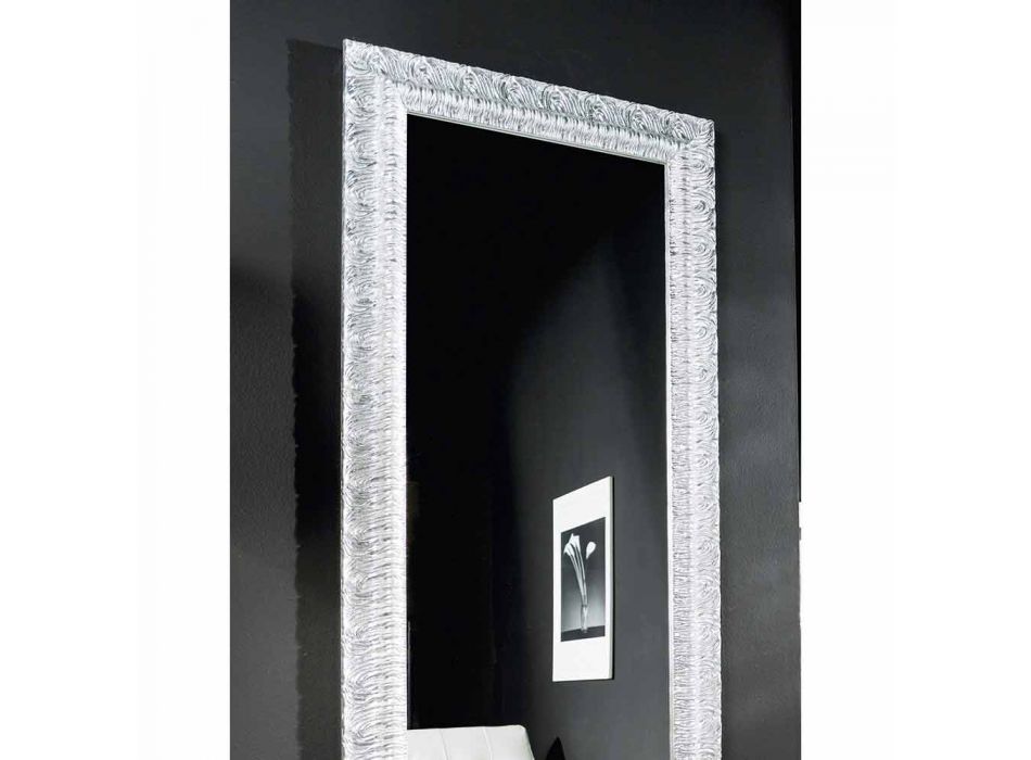 Stříbrné nástěnné zrcadlo, moderní zlaté dřevo vyrobené v Itálii Teodoro Viadurini