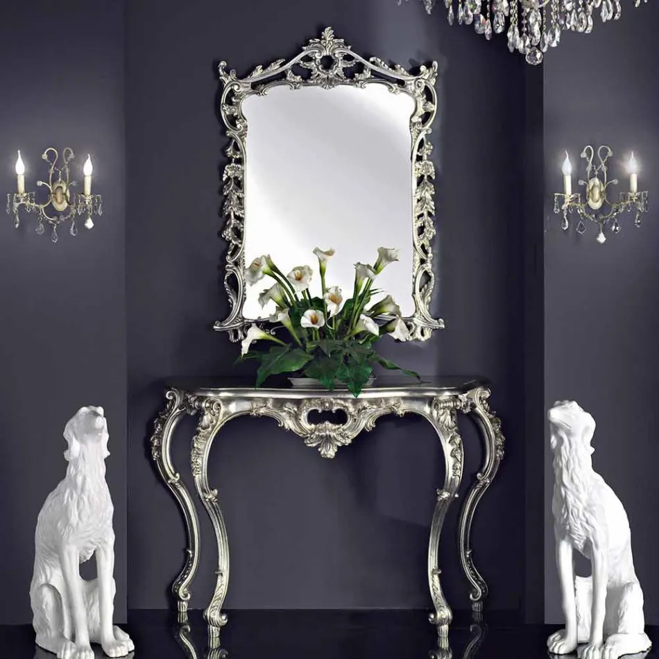 Nástěnné zrcadlo, dřevěná konzole a ručně vyráběný klavír v Itálii Giacomo Viadurini