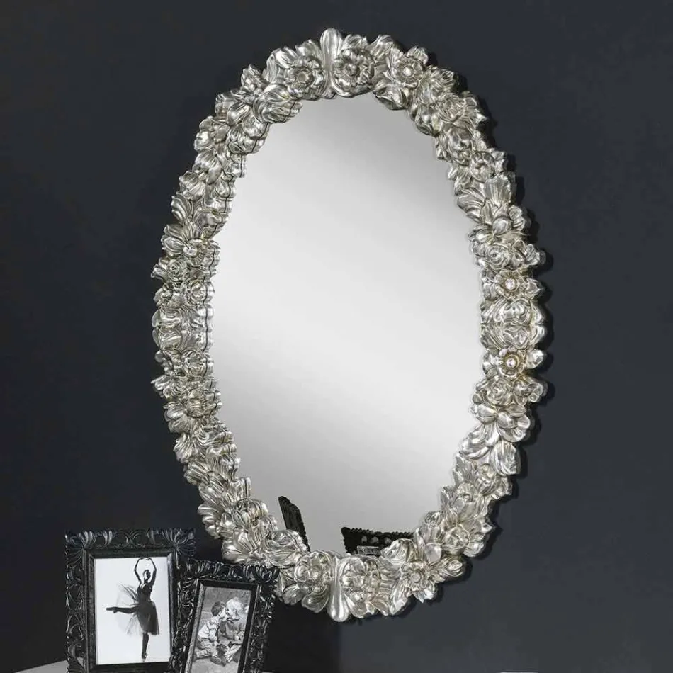 Moderní ručně vyráběné dřevěné nástěnné zrcadlo vyrobené v Itálii Filippo Viadurini