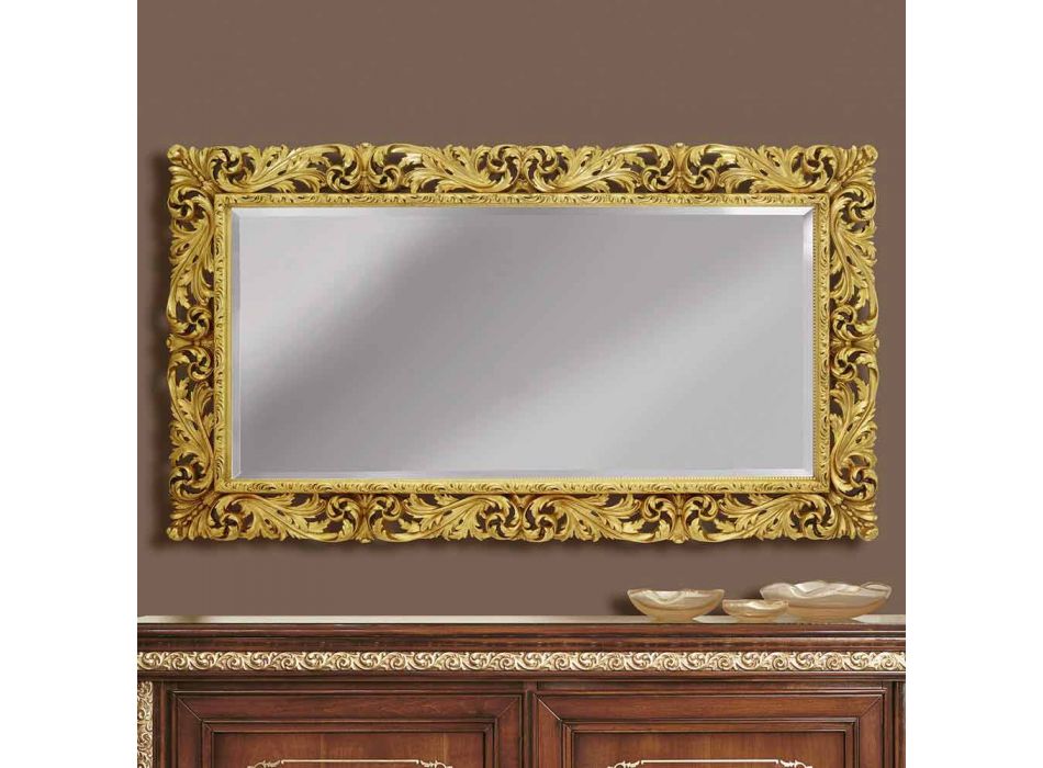 Dřevěné nástěnné zrcadlo s moderní linie ručně vyráběné v Itálii Alex Viadurini