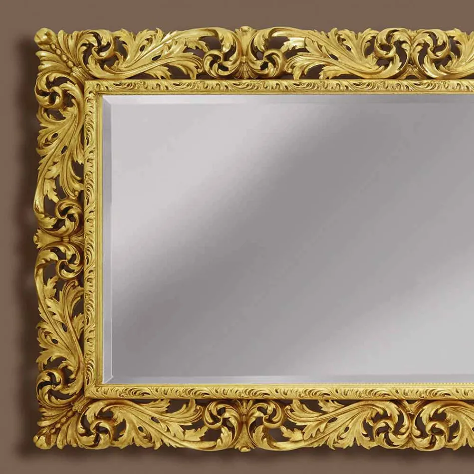 Dřevěné nástěnné zrcadlo s moderní linie ručně vyráběné v Itálii Alex Viadurini