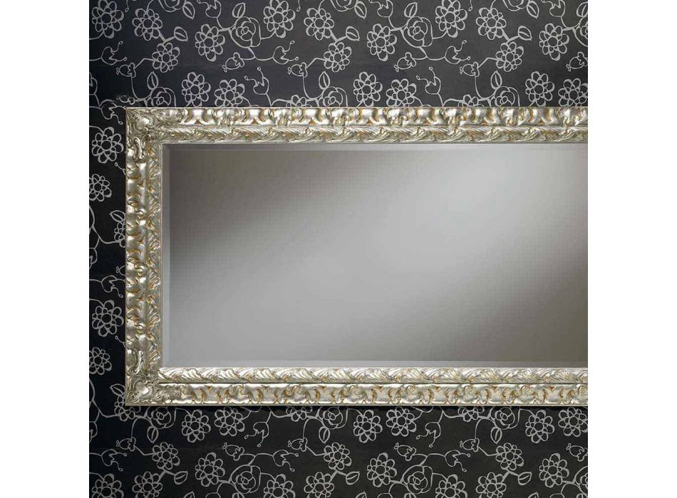 Ručně vyráběné obdélníkové dřevěné nástěnné zrcadlo vyrobené v Itálii Nicolò Viadurini