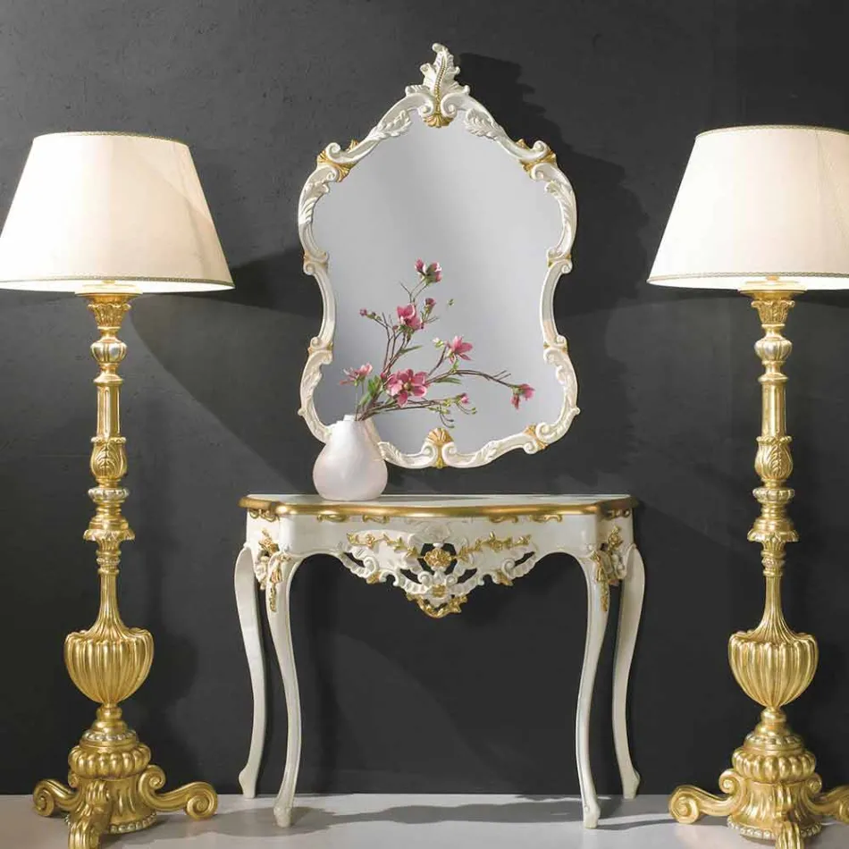 Dřevěné nástěnné zrcadlo, konzole, vyrobené v Itálii mdf top Gianluca Viadurini