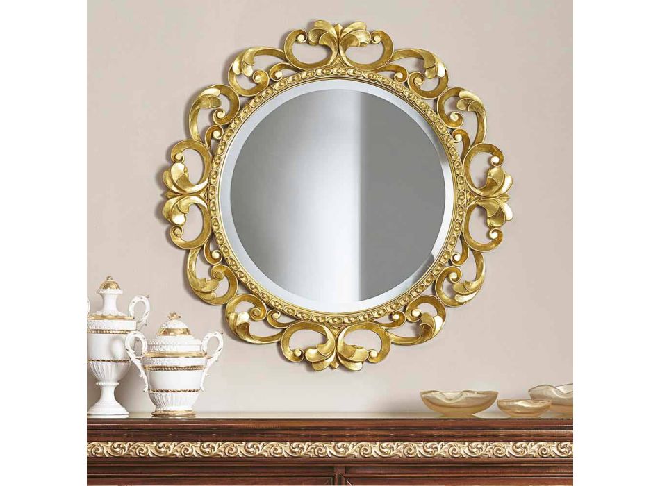 Ručně vyráběné dřevěné nástěnné zrcadlo vyrobené v Itálii Riccardem Viadurini