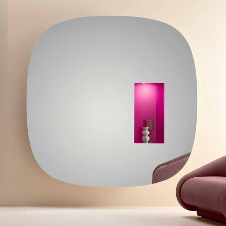 Nástěnné zrcadlo s LED osvětlením a růžovým oddílem Minimal Design Living Room - Matrix Viadurini