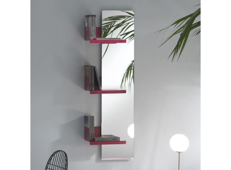 Nástěnné zrcadlo a 3 barevné kovové barevné police - Noelle Viadurini