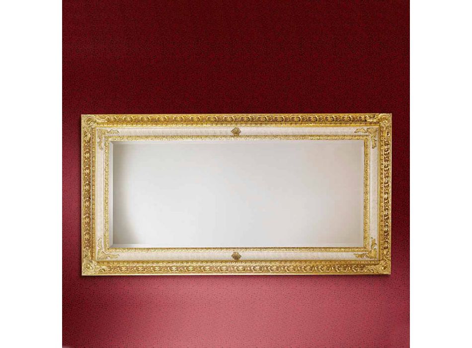 Obdélníkové dřevěné nástěnné zrcadlo vyrobené v Itálii Raphael Viadurini