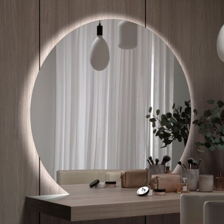 Zrcadlo s LED podsvícením pouze na kruhové straně Made in Italy - Make Viadurini