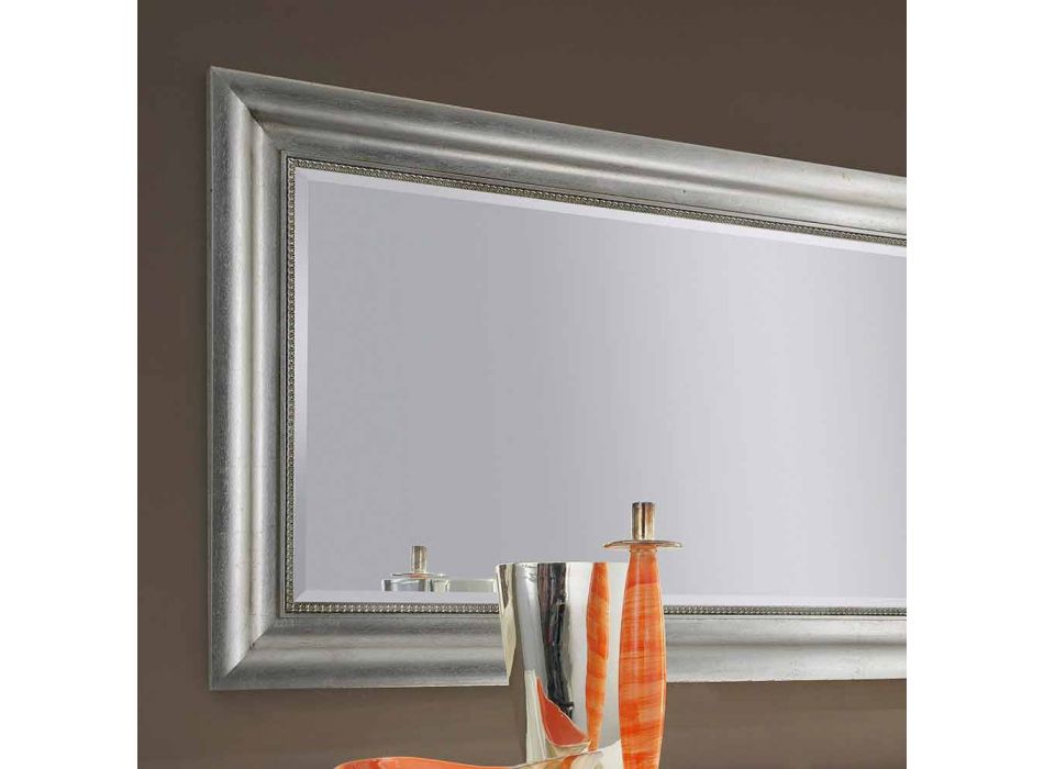 Stříbrné nástěnné zrcadlo, zlaté dřevo ručně vyrobené v Itálii Alessandro Viadurini