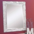 Zlaté, bílé a stříbrné nástěnné zrcadlo ze dřeva Eugenio vyrobené v Itálii