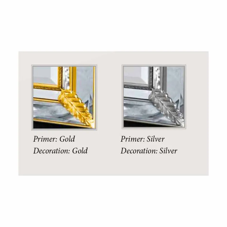 Stříbrné nástěnné zrcadlo, zlaté dřevěné ručně vyrobené v Itálii Samuele Viadurini