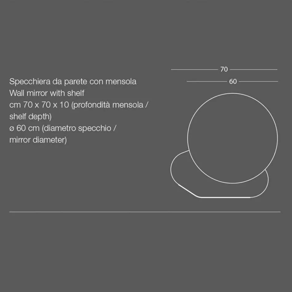 Nástěnné zrcadlo s kovovou policí v různých barvách Moderní design - Hera Viadurini