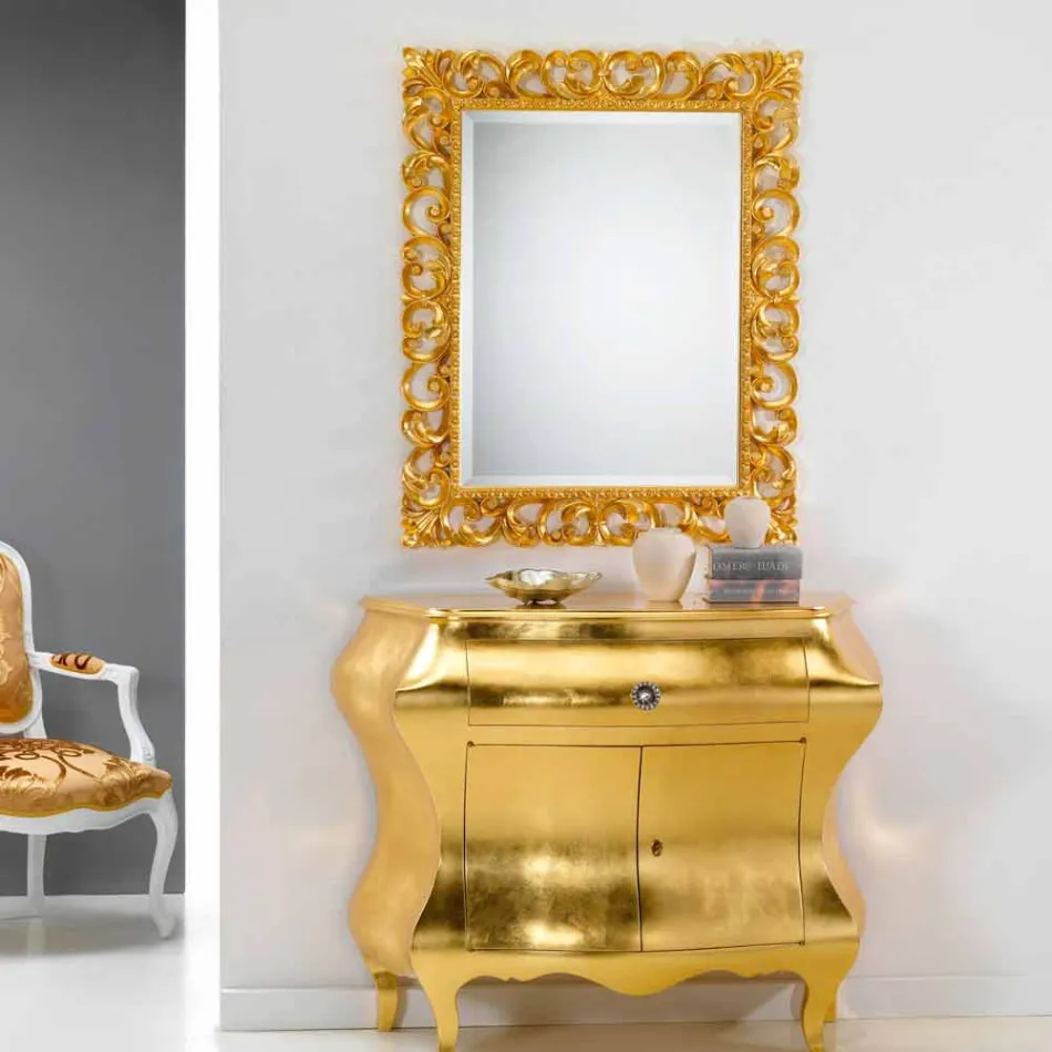 Nástěnné zrcadlo klasické konstrukce s pozlátko úpravou Paříži Viadurini