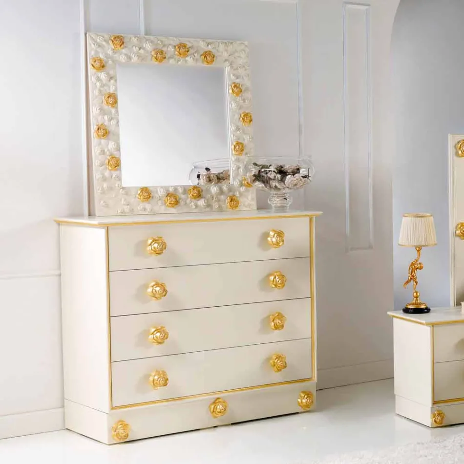 Mirror designer stěnu zdobí růže květ Viadurini