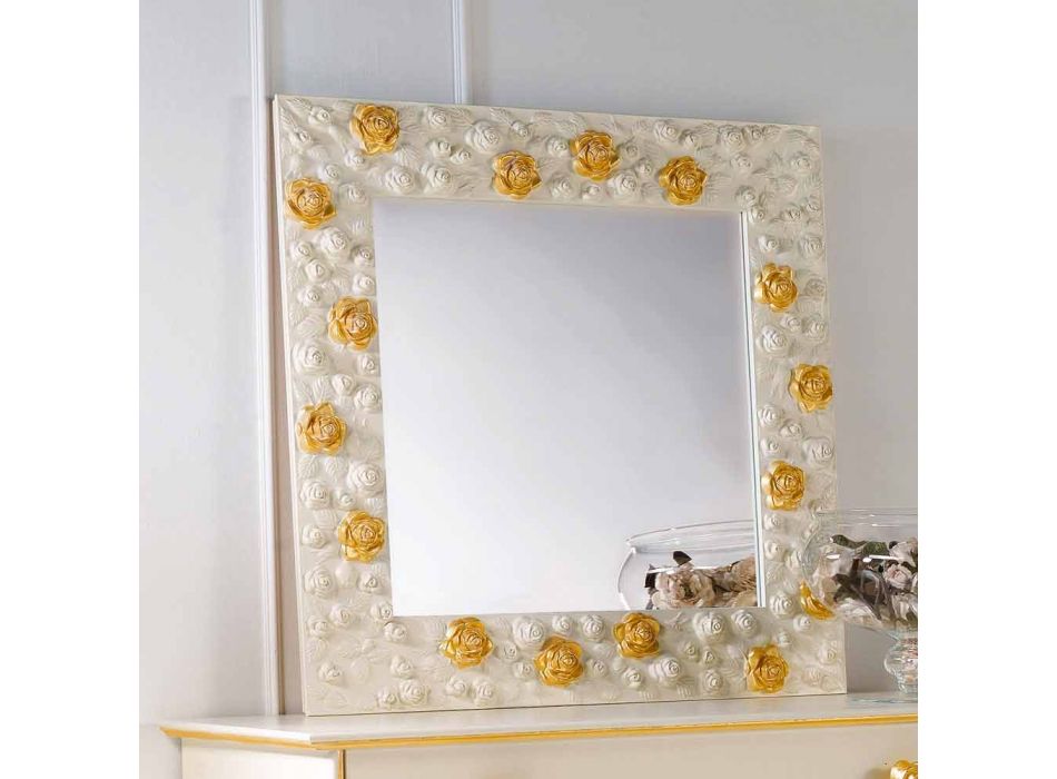 Mirror designer stěnu zdobí růže květ Viadurini