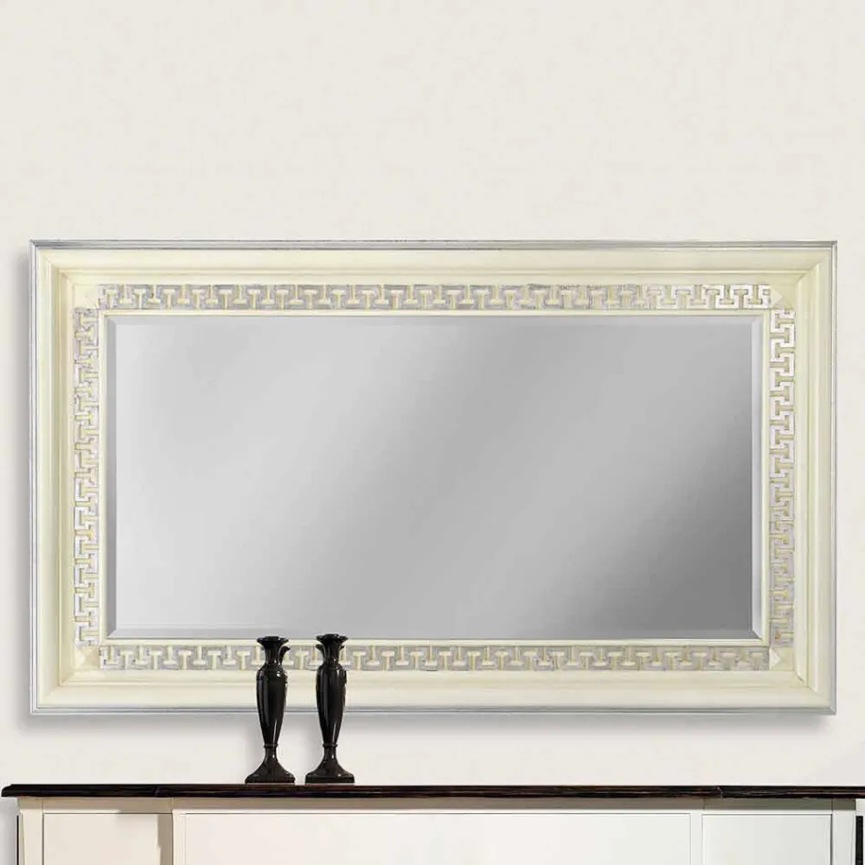 Ručně vyráběné nástěnné zrcadlo v jedle dřeva v Itálii Maicol Viadurini