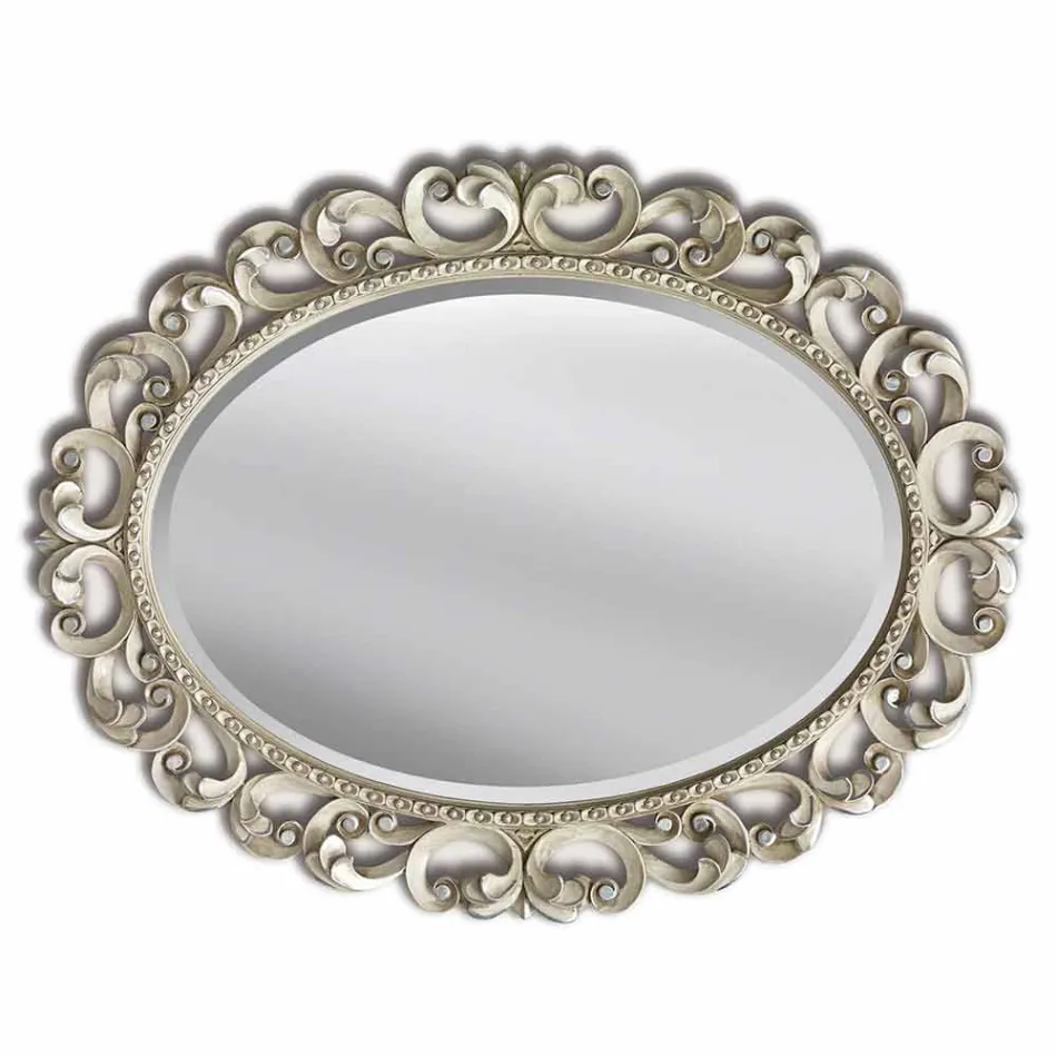 Moderní ručně vyráběné dřevěné nástěnné zrcadlo vyrobené v Itálii Dario Viadurini