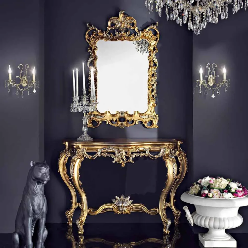 Dřevěné nástěnné zrcadlo a mdf vyrobené v Itálii Andrea konzole stolu Viadurini