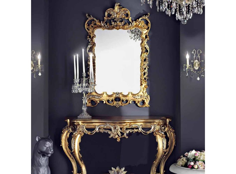 Dřevěné nástěnné zrcadlo a mdf vyrobené v Itálii Andrea konzole stolu Viadurini