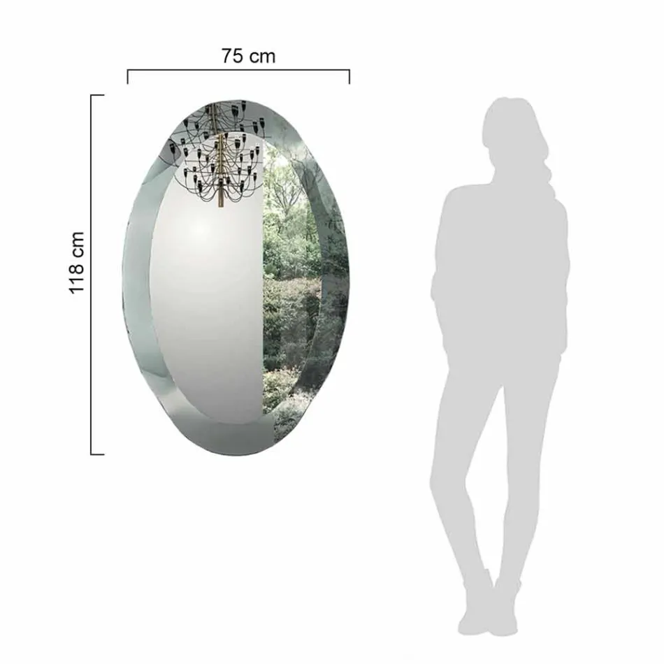 Oválné nástěnné zrcadlo z vlnitého křišťálového skla Made in Italy - Eclisse Viadurini