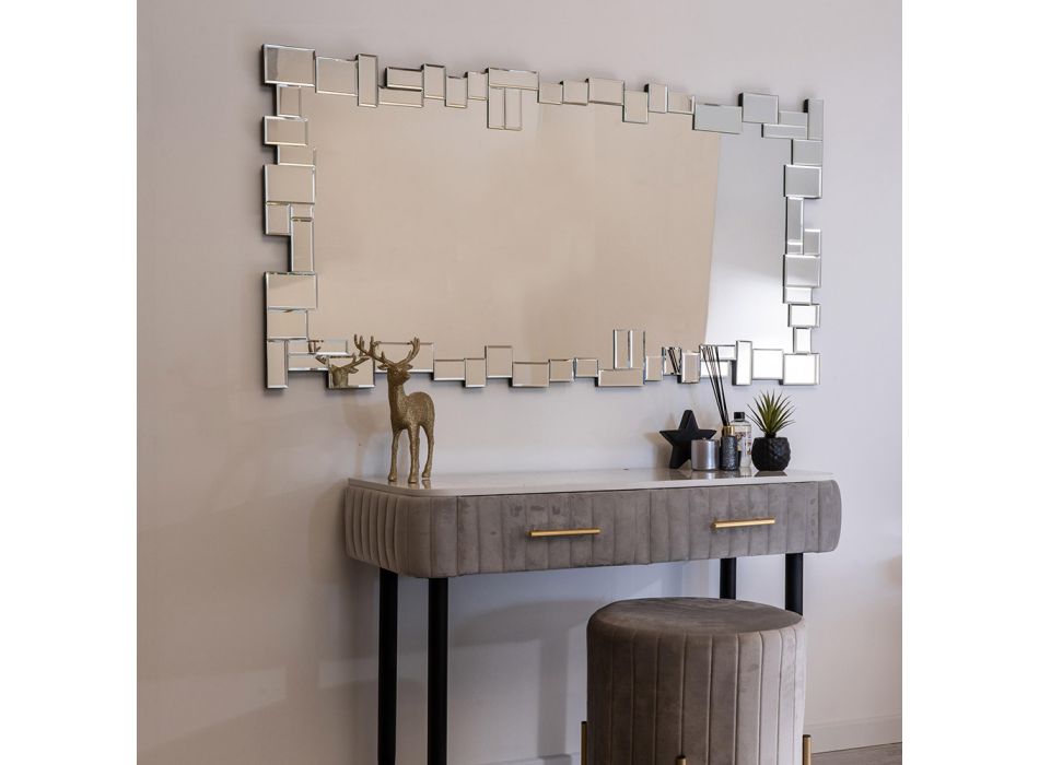 Obdélníkové nástěnné zrcadlo s tvarovaným skleněným rámem - Norbo Viadurini
