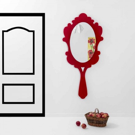 Zrcadlo by červené zdi s rámem zdobený sněhu Made in Italy Viadurini