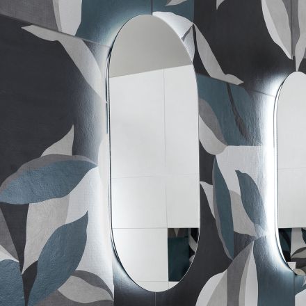 Leštěné drátěné zrcadlo nepravidelného tvaru s podsvícením Made in Italy – studie Viadurini