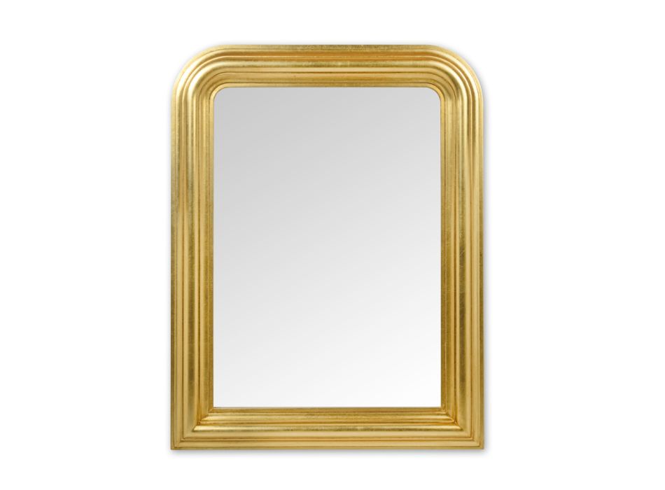 Ručně zdobené dřevěné zrcadlo ve zlatém listu Made in Italy - Navona Viadurini