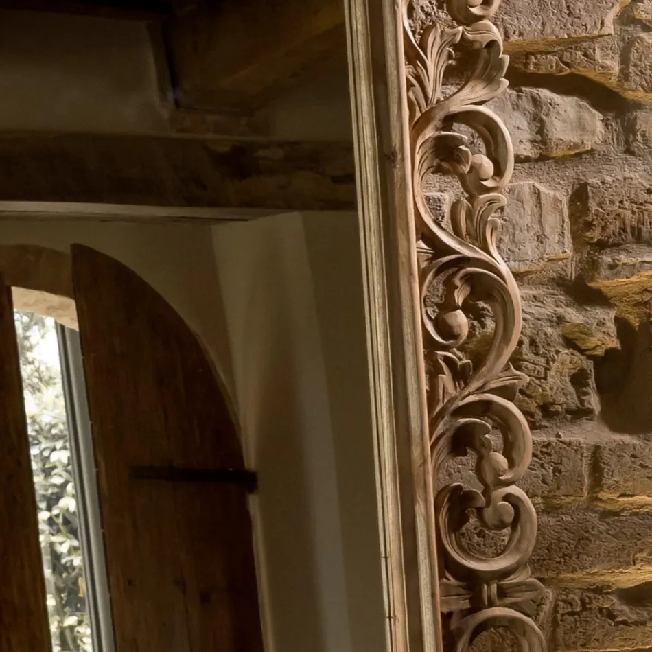 Vyřezávané zrcadlo z masivního teakového dřeva - Auguste Viadurini