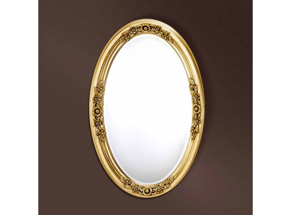 Moderní oválné dřevěné zrcadlo ručně vyráběné v Itálii Federico Viadurini