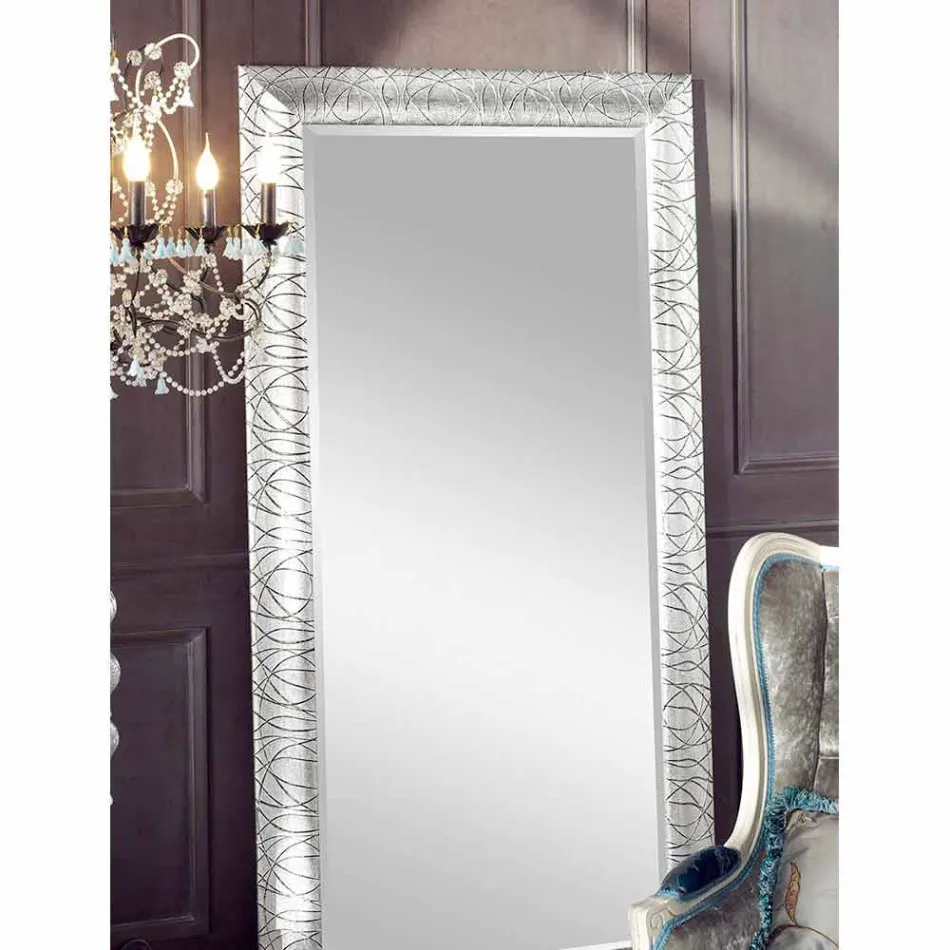 Obdélníkové nástěnné zrcadlo z jedle ze dřeva vyrobené v Itálii Achille Viadurini