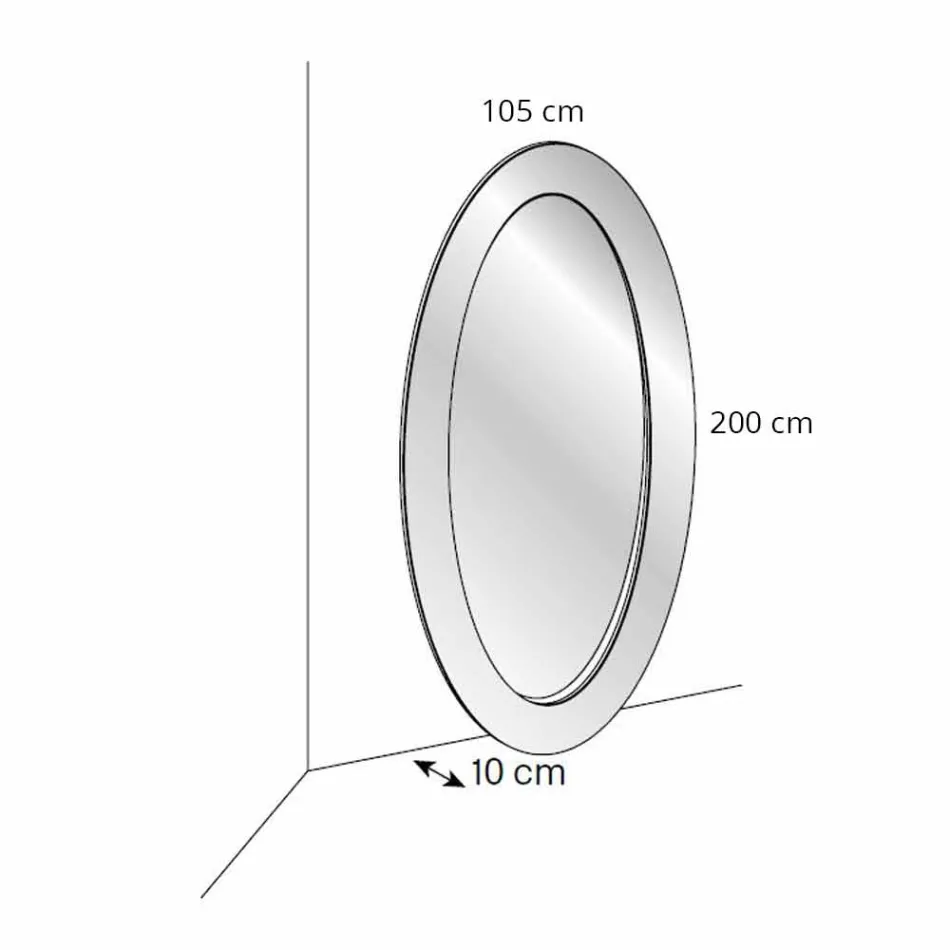 Moderní oválné podlahové zrcadlo se šikmým rámem vyrobené v Itálii - Salamina Viadurini
