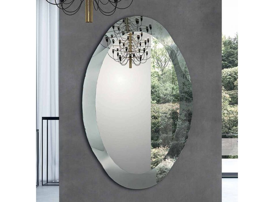 Oválné designové zrcadlo v zrcadlovém křišťálovém provedení Made in Italy - Eclisse Viadurini