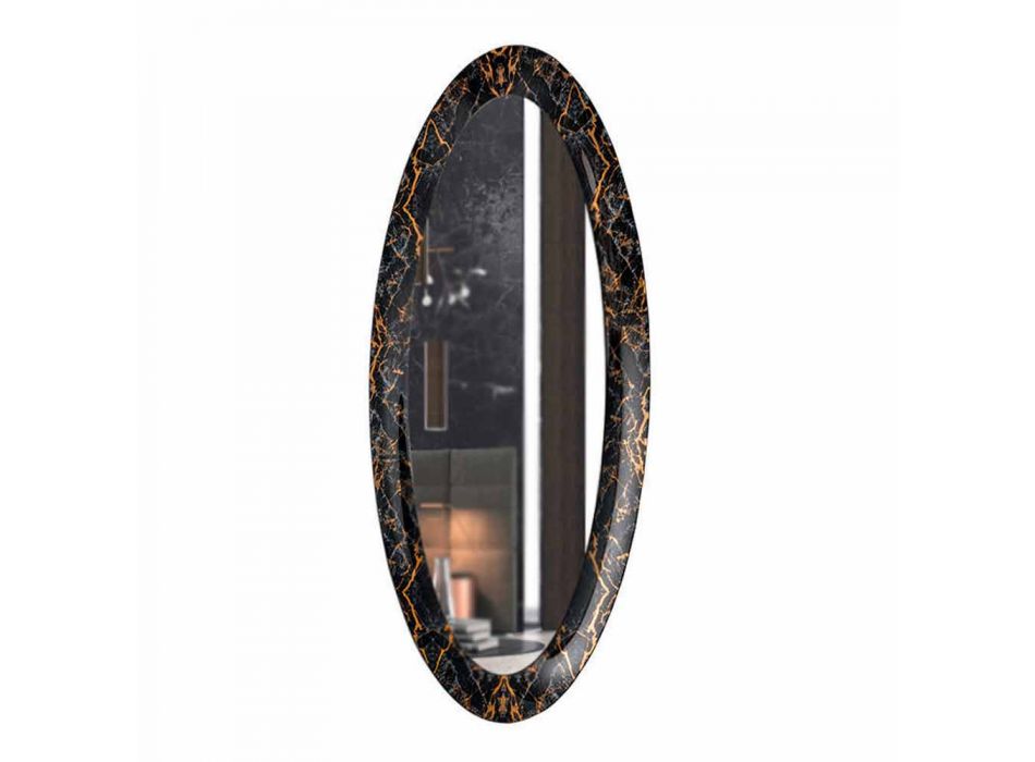Oválné designové zrcadlo s rámem s mramorovým efektem Made in Italy - Denisse Viadurini