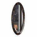 Dlouhé oválné nástěnné zrcadlo s rámem z mramorového efektu vyrobené v Itálii - Denisse