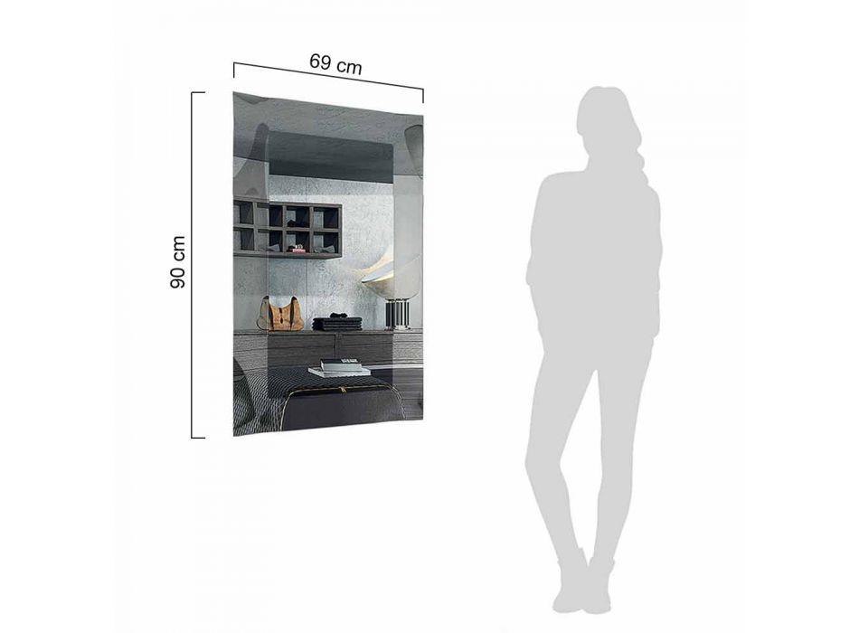 Designové obdélníkové zrcadlo se skleněným rámem Made in Italy - Eclisse Viadurini